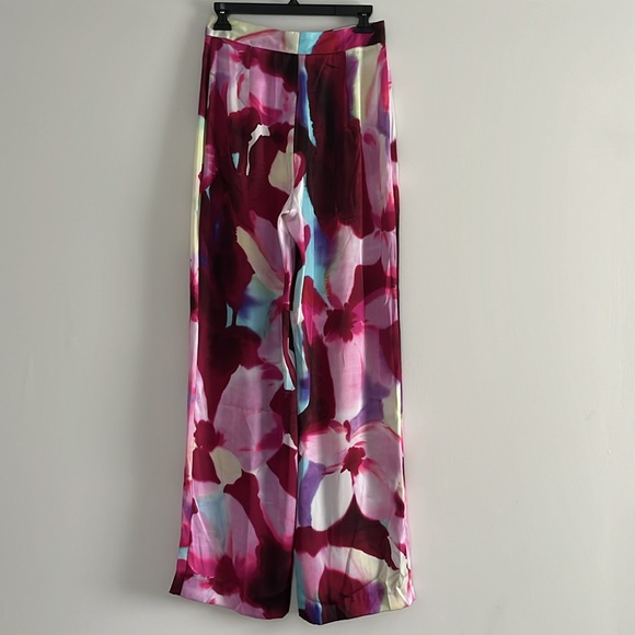 ZARA Satin Floral Print Palazzo Pant Trousers - Picture 11 of 16